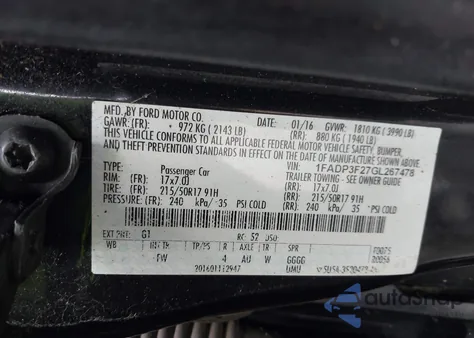 2016 Ford Focus Se from USA, damaged, VIN 1FADP3F27GL267478